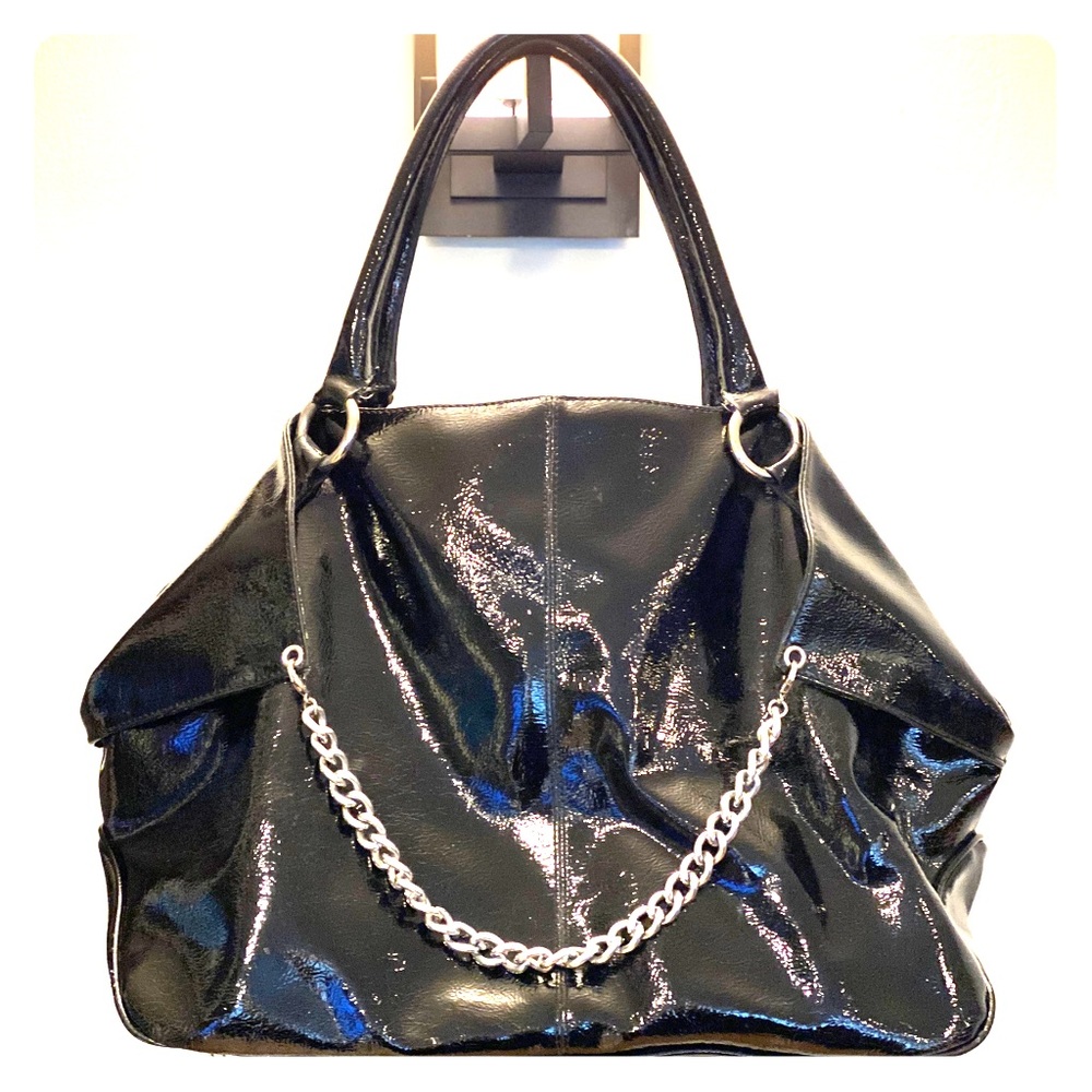 ELITE MODELS Fashion Large Black Hobi W/ Chain